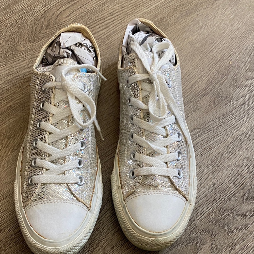 *Converse Chuck Taylor Silver Glitter Sneakers (Women's Size 10) - Picture 3 of 6